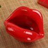 "Lips" - Funny Ceramic Ashtray in red - For Indoor And Outdoor