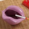 "Lips" - Funny Ceramic Ashtray purple - For Indoor And Outdoor