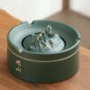 mountain shape Ceramic Outdoor Ashtray With Lid green