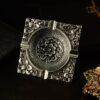 Vintage Pattern Ashtray Home Decor Metal Square Dark