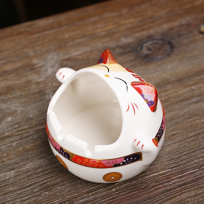 "Lucky Cat" - Ceramic Ashtray & Decoration