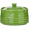 Ashtray With Lid For Garden Green Ceramic On White Background