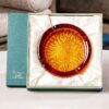 Beautiful Glass Ashtray Round amber color