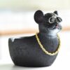 Black Cartoon Dog With Necklace Ashtray