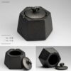 Black Ceramic Ashtray With Cover Hexoganal Shape