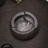 Black Japanese Retro Ashtray With 3 Slots Perfect For Balcony