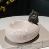 Black Owl Ceramic Ashtray Oriental Style