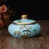 blue and golden outdoor ceramic ashtray with cover luxury european style
