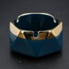 Blue Ceramic Ashtray With Golden Border