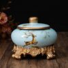 blue luxury Ceramic Ashtray with lid european style