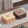 both bright and dark wood ashtrays with cover