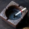 Brown Pottery Ashtray Ceramic Retro Vintage Ash Tray For Four Cigarettes
