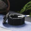 Cement Ashtray With Lid Black For Three Cigarettes