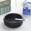Cement Cigarette Ashtray Black Round Modern