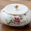 Ceramic Ashtray White Luxury With Flower Painting