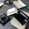 Cigar Ashtrays In Black Or White With Golden Notches
