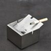 Cigarette Ashtray Square Small Stainless Steel With Flip Lid