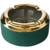 Classy Ceramic Ashtray Green With Golden Border