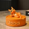 Cool Bulldog Ashtray Orange Resin With Lid