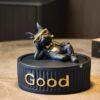 Cool Bulldog Resin Ashtray Blue With Lid