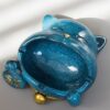 Cool Lucky Cat Ashtray Big Mouth Cat Blue Resin