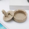 Cool Smokeless Resin Ashtray With Lid Moai Stone Creature