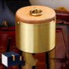 Copper Ashtray With Bright Wooden Cover