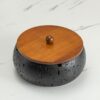 Covered Outdoor Ashtray With Wooden Lid