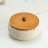 Covered Outdoor Ashtray With Wooden Lid For Garden