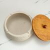 Covered Outdoor Ashtray With Wooden Lid For Patio
