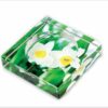 Crystal Glass Ashtray With Flowers Square Style