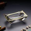 Crystal Glass Ashtray With Golden Edges