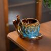 Cute Snail Ashtray In Blue Ceramic