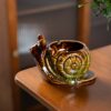 Cute Snail Ashtray In Green Ceramic