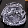 Detailed Resin Ashtray Silver Dragon From The Top