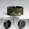 Details Of Ceramic Ashtray Indoor Outdoor With Painting In Black Color