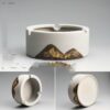 Details Of Ceramic Ashtray Indoor Outdoor With Painting In White Color