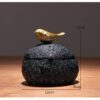 Dimensions Of Black Ceramic Ashtray With Bird Lid