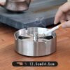 Dimensions Of Stainless Steel Outdoor Ashtray With Rotable Lid Small Diameter 5 Inch 12 Cm