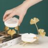 Elegant Ashtray With Golden Leaf Stand