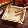 Elegant Cigar Ashtray Vintage Metal Large Golden