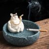 funny smoking pig ashtray blue
