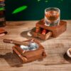 Gift For Cigar Lovers Wood Ashtray With Whisky Cup Holder