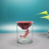 Glass Ashtray With red Stainless Steel Funnel lid