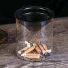 Glass Ashtray With Stainless Steel Funnel lid for outdoor and indoor
