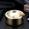 Golden Ashtray With Flip Lid Perfect For Outside