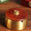 Golden Ashtray With Wooden Lid