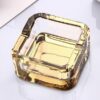 Golden Glass Ashtray With Square Shape