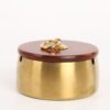 Golden Stainless Steel Outdoor Ashtray With Rosewood Lid