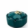 green Ceramic Ashtray With Lid